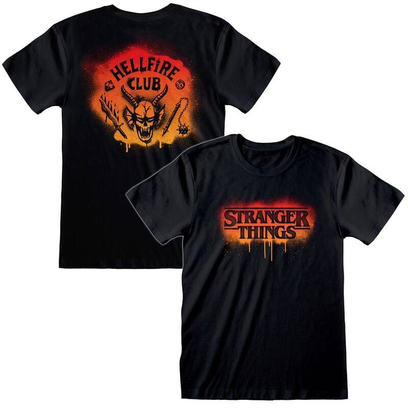 Stranger Things T-Shirt - Spray Paint Hellfire - S bis L - für Männer - Größe S - schwarz  - Lizenzierter Fanartikel von Stranger Things