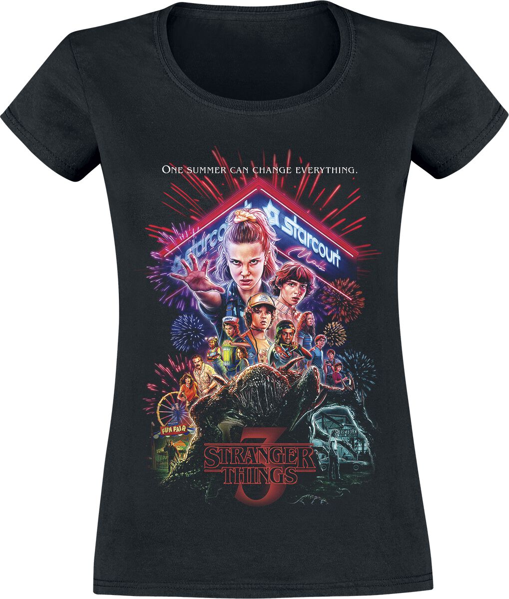 Stranger Things T-Shirt - Staffel 3 Cover - XS bis XXL - für Damen - Größe S - schwarz  - EMP exklusives Merchandise! von Stranger Things