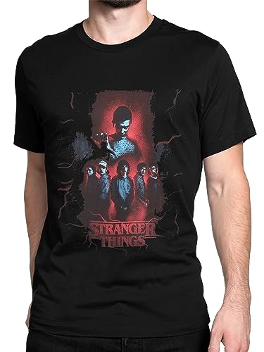 Stranger Things T-Shirt für Männer | Netflix Kleidung für Herren | Fremde Dinge Geschenke | Offizielle Netflix-Ware Schwarz X-Large von Stranger Things