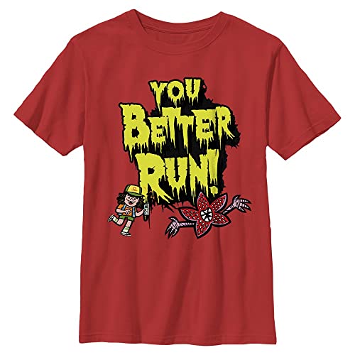 Stranger Things Unisex Kinder Better Run Short Sleeve T-shirt, Rot, Einheitsgröße von Stranger Things
