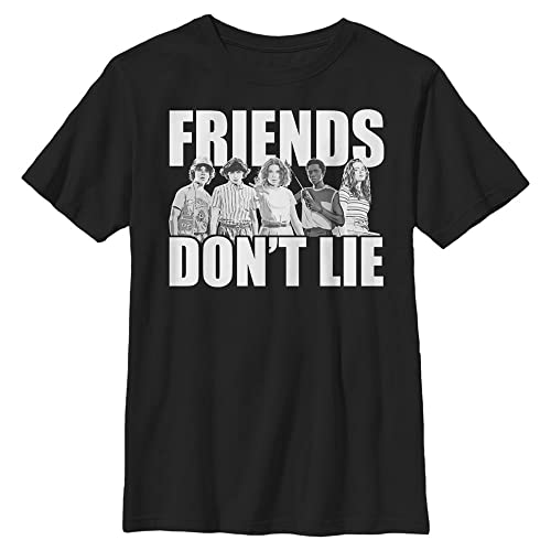 Stranger Things Unisex Kinder Cast Friends Don't Lie Short Sleeve T-shirt, Schwarz, Einheitsgröße von Stranger Things