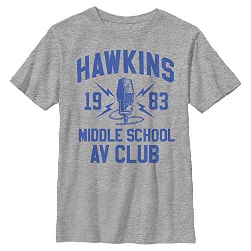 Stranger Things Unisex Kinder Hawkins Av Club Short Sleeve T-shirt, Heather Grey, Einheitsgröße von Stranger Things