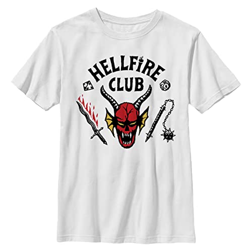 Stranger Things Unisex Kinder Hellfire Club Short Sleeve T-shirt, Weiß, Einheitsgröße von Stranger Things