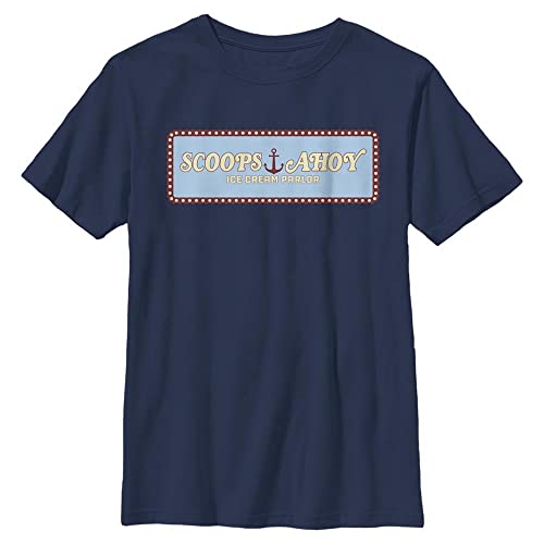 Stranger Things Unisex Kinder Scoops Ahoy Panel Short Sleeve T-shirt, Marineblau, Einheitsgröße von Stranger Things