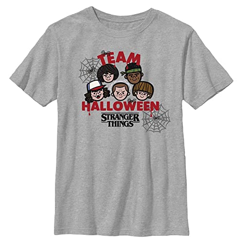 Stranger Things Unisex Kinder Team Halloween Short Sleeve T-shirt, Heather Grey, Einheitsgröße von Stranger Things