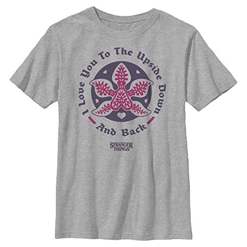 Stranger Things Unisex Kinder Upside Down Love Short Sleeve T-shirt, Heather Grey, Einheitsgröße von Stranger Things