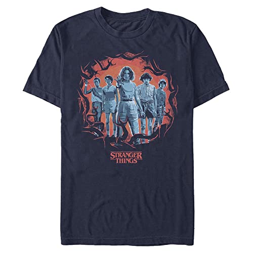 Stranger Things Unisex Stranger Things Tonal Eleven Group Pose Organic Short Sleeve T-shirt T-Shirt, Marineblau, XXL von Stranger Things