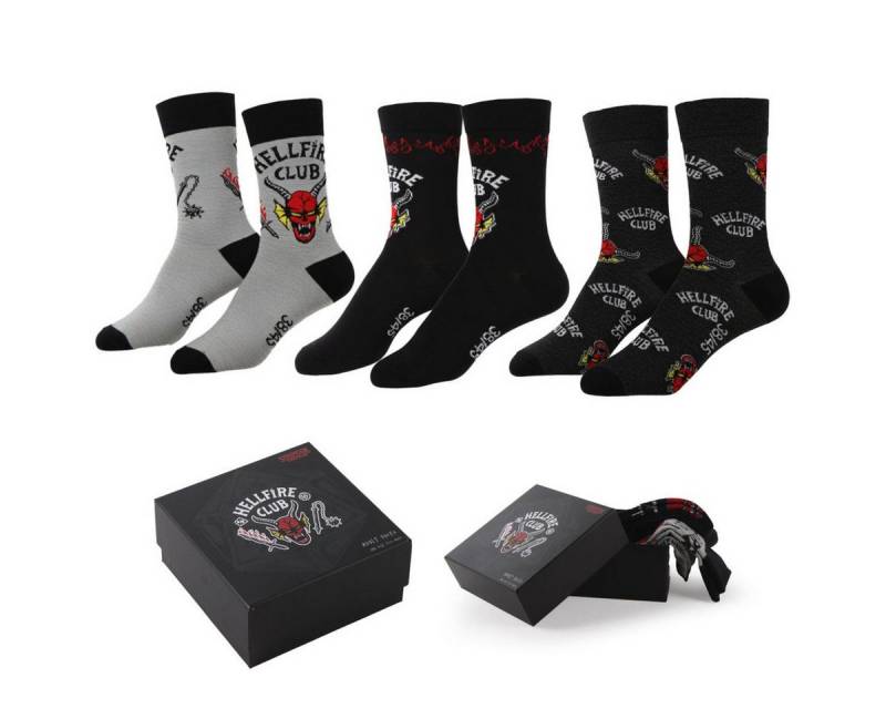 Stranger things Socken Socken 3er Pack Erwachsene Baumwollmix Fan Socken 38–45 von Stranger things