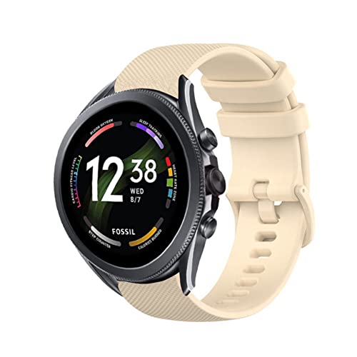 Strap-it Silikonarmband Beige - Passend für Fossil Gen 6 - Armband für Smartwatch - Ersatzarmband - 44mm von Strap-it