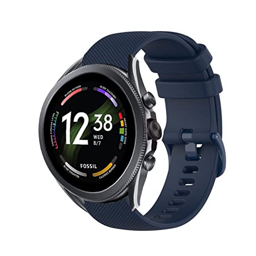 Strap-it Silikonarmband Blau - Passend für Fossil Gen 6 - Armband für Smartwatch - Ersatzarmband - 44mm von Strap-it