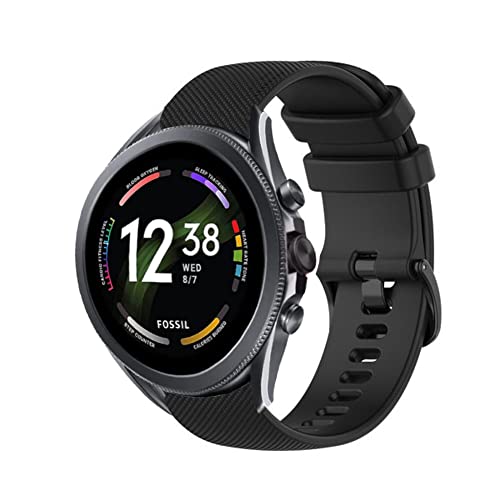 Strap-it Silikon Armband Schwarz - Passend für Fossil Gen 6 Armband - Wechselarmband geeignet für Sport - Silikon Armband für Fossil Gen6 Damen - Smartwatch Herren Armband - Zubehör für Fossil Gen 6 von Strap-it