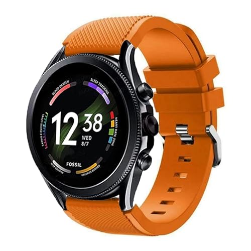 Strap-it Silikonarmband - kompatibel mit - Fossil Gen 6 44mm - Armband - Orange - fur Gen 5e 44mm - Gen 5 - Gen 4 Q Explorist HR - Gen 3 Q Explorist HR von Strap-it