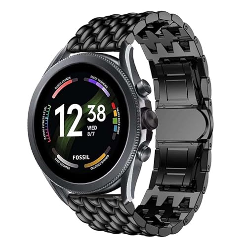 Strap-it Drachenarmband Schwarz - Passend für Fossil Gen 6 - Armband für Smartwatch - Ersatzarmband - 44mm von Strap-it