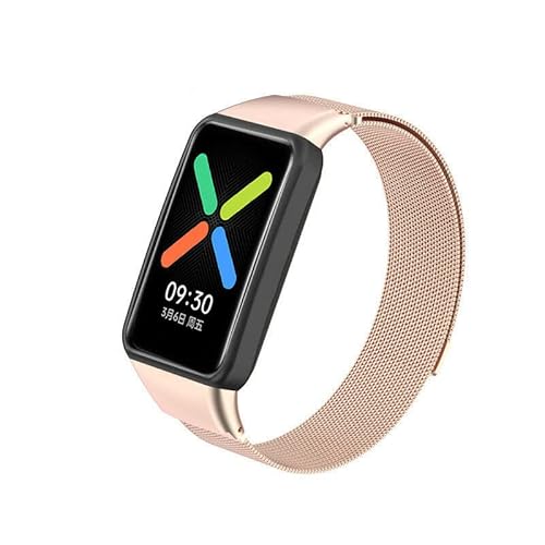 Strap-it Milanese-Kompatibel mit Oppo watch free Armband 46mm Ersatzarmband - Gliederarmband - Edelstahl Oppo watch series für Oppo smartwatch Armband Rosa gold von Strap-it