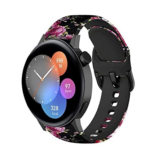 Strap-it Silikonarmband - kompatibel mit - Huawei Watch GT 3 42mm - Armband - Pink Flower - fur Huawei Watch GT 3 Pro 43mm - Huawei Watch GT 2 42mm von Strap-it