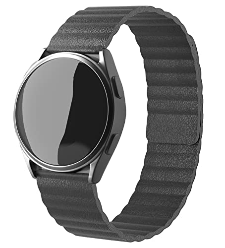 Strap-it Lederarmband Grau - Passend für Honor Magic Watch 2-46mm - Armband für Smartwatch - Ersatzarmband von Strap-it
