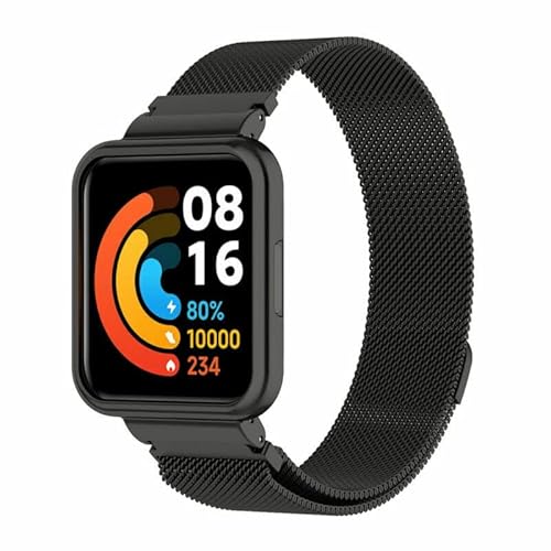 Strap-it Milanese Schwarz - Passend für Redmi Watch 2 Lite - Armband für Smartwatch - Ersatzarmband Edelstahl - für Damen und Herren - Zubehör passend für Redmi Watch 2 Lite von Strap-it