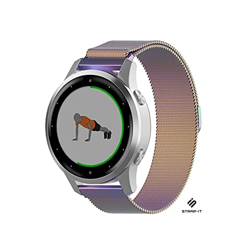 Strap-it Milanese Bunt - Passend für Garmin Vivomove 3s - Armband für Smartwatch - Ersatzarmband Edelstahl - für Damen und Herren - Zubehör passend für Garmin Vivomove 3s von Strap-it