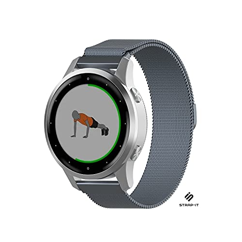 Strap-it Milanese Grau - Passend für Garmin Vivomove 3s - Armband für Smartwatch - Ersatzarmband Edelstahl - für Damen und Herren - Zubehör passend für Garmin Vivomove 3s von Strap-it