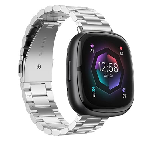 Strap-it stahlarmband Silber - Passend für Fitbit Sense 2 - Armband für Smartwatch - Ersatzarmband Edelstahl - für Damen und Herren - Zubehör passend für Fitbit Sense 2 von Strap-it