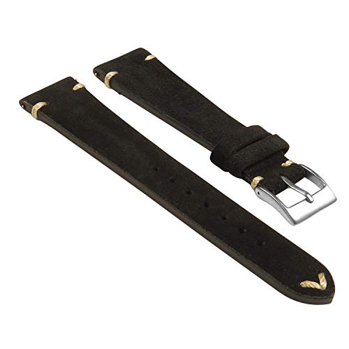 StrapsCo Handgenähtes Wildleder-Uhrenarmband mit Schnellentriegelung – wählen Sie Ihre Farbe/Länge – 18 mm, 19 mm, 20 mm, 21 mm, 22 mm, 24 mm 18mm - Short Length schwarz StrapsCo Handgenähtes Wildleder-Uhrenarmband mit Schnellentriegelung – wählen Sie Ihre Farbe/Länge – 18 mm, 19 mm, 20 mm, 21 mm, 22 mm, 24 mm 18mm - Short Length schwarz von StrapsCo