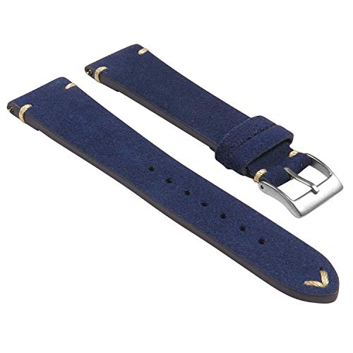 StrapsCo Handgenähtes Wildleder-Uhrenarmband mit Schnellentriegelung – wählen Sie Ihre Farbe/Länge – 18 mm, 19 mm, 20 mm, 21 mm, 22 mm, 24 mm 21mm - Short Length blau StrapsCo Handgenähtes Wildleder-Uhrenarmband mit Schnellentriegelung – wählen Sie Ihre Farbe/Länge – 18 mm, 19 mm, 20 mm, 21 mm, 22 mm, 24 mm 21mm - Short Length blau von StrapsCo