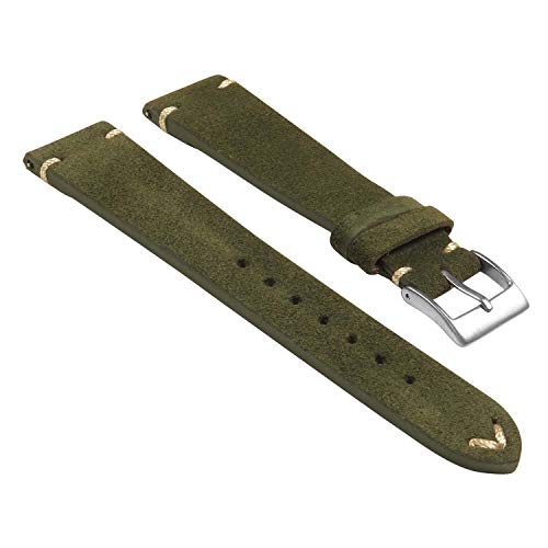 StrapsCo Handgenähtes Wildleder-Uhrenarmband mit Schnellentriegelung – wählen Sie Ihre Farbe/Länge – 18 mm, 19 mm, 20 mm, 21 mm, 22 mm, 24 mm 21mm - Short Length grün StrapsCo Handgenähtes Wildleder-Uhrenarmband mit Schnellentriegelung – wählen Sie Ihre Farbe/Länge – 18 mm, 19 mm, 20 mm, 21 mm, 22 mm, 24 mm 21mm - Short Length grün von StrapsCo