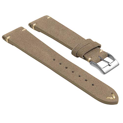 StrapsCo Wildleder Vintage Handvernähtes Leder Uhrenarmband - Schnellverschlussriemen - 18mm 20mm 22mm 24mm von StrapsCo