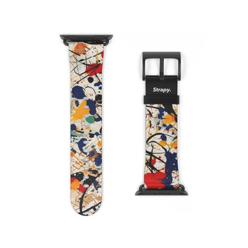 Spontaner Abstrakter Jackson Pollock Homage Splatter - Premium Vegan Lederarmband Für Apple Uhren von StrapyMade