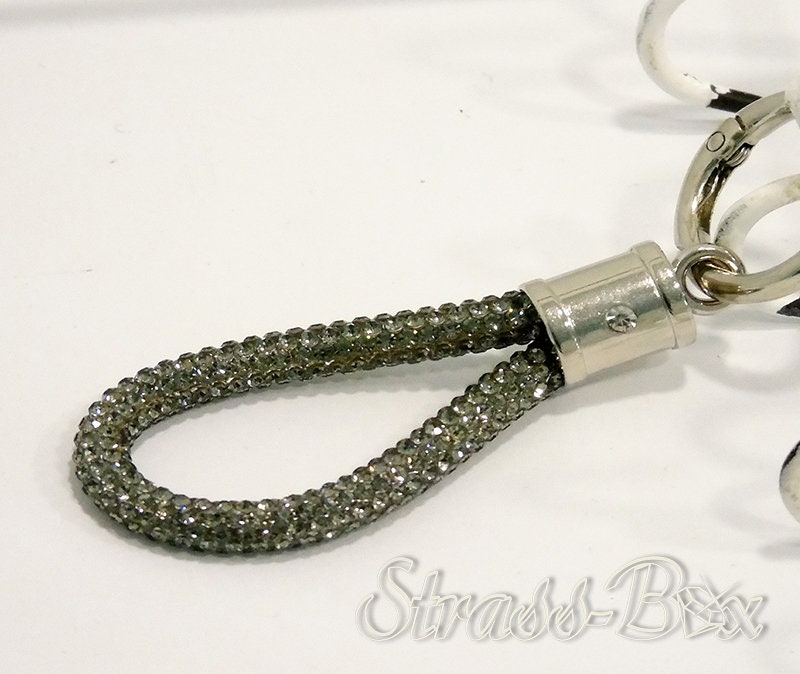 Mini Schlüsselanhänger Black Diamond/Grau Silber 14cm in Schlaufe von StrassBox