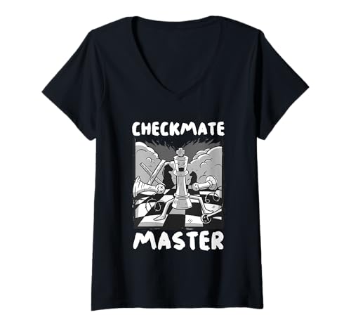 Damen Checkmate Master Schachbrettspiel T-Shirt mit V-Ausschnitt Damen Checkmate Master Schachbrettspiel T-Shirt mit V-Ausschnitt von Strategic Chess Enthusiast Humor Board Game