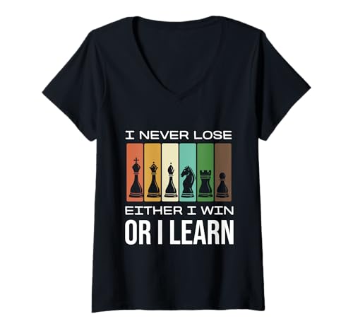 Damen Ich verliere nie, ich gewinne oder ich lerne Schach T-Shirt mit V-Ausschnitt Damen Ich verliere nie, ich gewinne oder ich lerne Schach T-Shirt mit V-Ausschnitt von Strategic Chess Enthusiast Humor Board Game