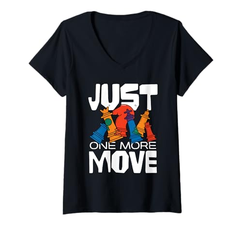 Damen Just One More Move Schachliebhaber T-Shirt mit V-Ausschnitt Damen Just One More Move Schachliebhaber T-Shirt mit V-Ausschnitt von Strategic Chess Enthusiast Humor Board Game