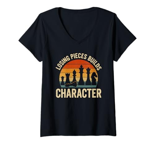 Damen Verlieren von Stücken baut Charakter lustiger Schachspieler Witz T-Shirt mit V-Ausschnitt Damen Verlieren von Stücken baut Charakter lustiger Schachspieler Witz T-Shirt mit V-Ausschnitt von Strategic Chess Player Apparel Co.