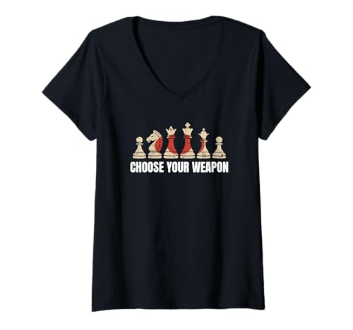 Damen Wählen Sie Ihre Waffe Japan Flagge Schachfiguren T-Shirt mit V-Ausschnitt Damen Wählen Sie Ihre Waffe Japan Flagge Schachfiguren T-Shirt mit V-Ausschnitt von Strategic Chess Player Apparel Co.