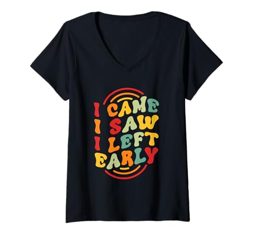 Damen Ich kam. Ich Habe gesehen. Ich ging früh T-Shirt mit V-Ausschnitt Damen Ich kam. Ich Habe gesehen. Ich ging früh T-Shirt mit V-Ausschnitt von Strategischer Ausstieg
