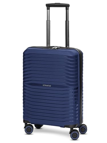Stratic Kabinen-Koffer für Damen und Herren | Kleiner Cabin-Trolley 37 x 20 x 55 cm aus hochwertigem, leichtem Polypropylen Material | Doppelrolle & Teleskopgriff| Shine Serie von Stratic