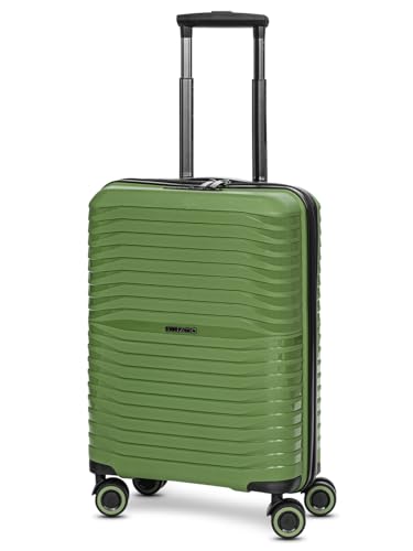 Stratic Kabinen-Koffer für Damen und Herren | Kleiner Cabin-Trolley 37 x 20 x 55 cm aus hochwertigem, leichtem Polypropylen Material | Doppelrolle & Teleskopgriff| Shine Serie von Stratic