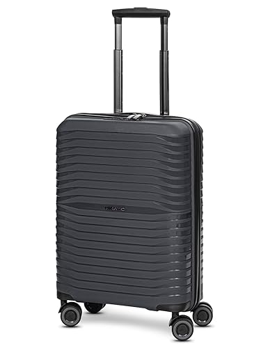 Stratic Kabinen-Koffer für Damen und Herren | Kleiner Cabin-Trolley 37 x 20 x 55 cm aus hochwertigem, leichtem Polypropylen Material | Doppelrolle & Teleskopgriff| Shine Serie von Stratic
