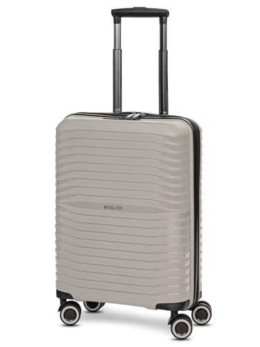 Stratic Kabinen-Koffer für Damen und Herren | Kleiner Cabin-Trolley 37 x 20 x 55 cm aus hochwertigem, leichtem Polypropylen Material | Doppelrolle & Teleskopgriff| Shine Serie von Stratic