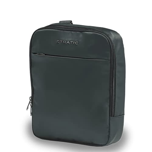 Stratic Pure Messenger Bag Umhängetasche Tablet nachhaltig, wasserabweisend, mit Tabletfach, Masken- und Hygienefach, L, black von Stratic