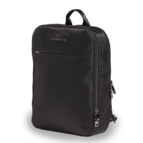 Stratic Pure Rucksack Unisex Tagesrucksack Damen Herren Backpack nachhaltig, wasserabweisend, mit Laptopfach, Masken- und Hygienefach black von Stratic