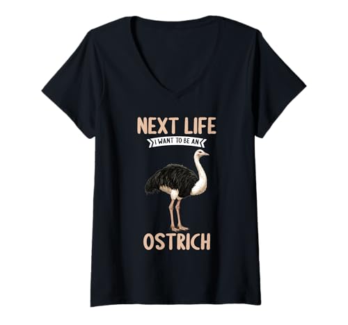 Damen Strauße Strauß T-Shirt mit V-Ausschnitt Damen Strauße Strauß T-Shirt mit V-Ausschnitt von Strauße Strauß Tier Shop