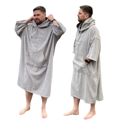 Stravaig Frottee-Poncho für Erwachsene – leicht zu wechselnder Frottee-Bademantel zum Schwimmen, Surfen, Schwimmen in freier Natur, Strand (L-XL) von Stravaig