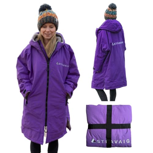 Stravaig Wasserdichter Umkleidemantel für Erwachsene mit superweichem Fleecefutter – wasserdichter, winddichter, übergroßer Mantel zum Umziehen, Schwimmen und für Wassersport. Mit Kompressionsriemen ( von Stravaig