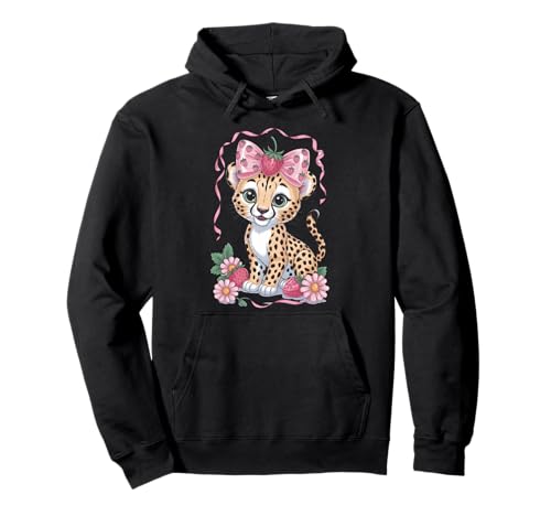 Gepard Erdbeere Kokette Schleife Geburtstag Mädchen Kinder Leopard Pullover Hoodie Gepard Erdbeere Kokette Schleife Geburtstag Mädchen Kinder Leopard Pullover Hoodie von Strawberry Coquette Cheetah Tees NYC