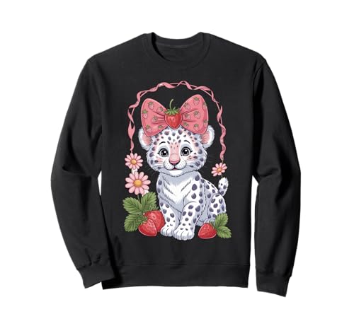 Schneeleopard Erdbeere Kokette Rosa Schleife Geburtstag Mädchen Kinder Sweatshirt Schneeleopard Erdbeere Kokette Rosa Schleife Geburtstag Mädchen Kinder Sweatshirt von Strawberry Coquette Snow Leopard Tees NYC