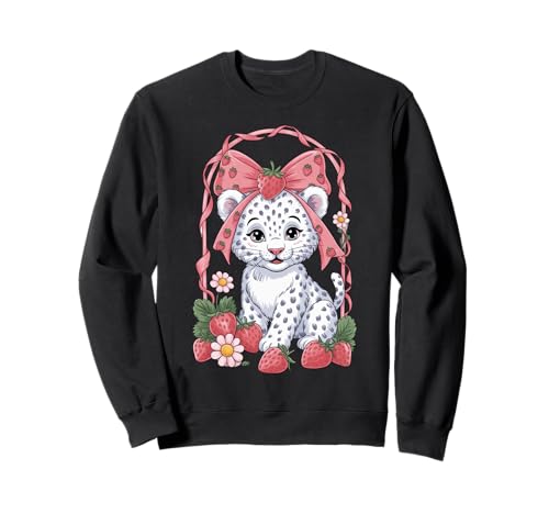 Schneeleopard Erdbeere Kokette Rosa Schleife Geburtstag Mädchen Kinder Sweatshirt Schneeleopard Erdbeere Kokette Rosa Schleife Geburtstag Mädchen Kinder Sweatshirt von Strawberry Coquette Snow Leopard Tees NYC