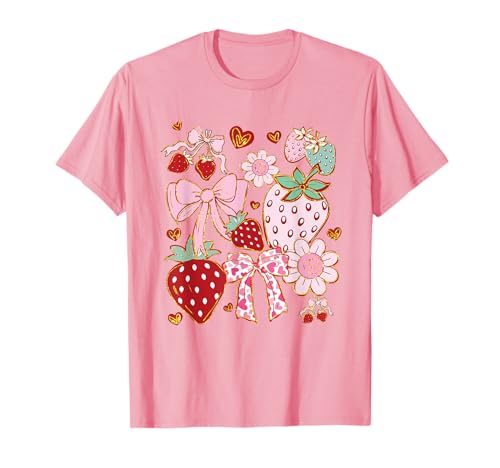 Y2K Aesthetic Sweet Strawberry Bow Heart Flowers Doodles Girl T-Shirt Y2K Aesthetic Sweet Strawberry Bow Heart Flowers Doodles Girl T-Shirt von Strawberry Doodle Heart Aesthetic Tee Collection