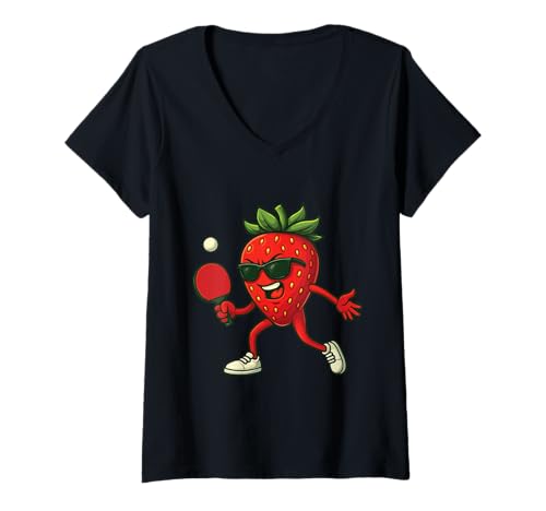 Damen Strawberry Tischtennis T-Shirt mit V-Ausschnitt Damen Strawberry Tischtennis T-Shirt mit V-Ausschnitt von Strawberry Fruit